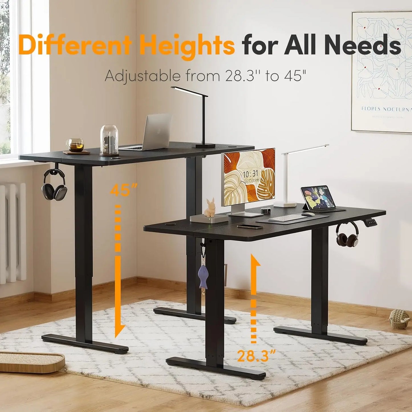 Work Well HQ Height Adjustable Black Electric Desk